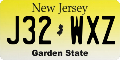 NJ license plate J32WXZ