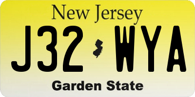 NJ license plate J32WYA