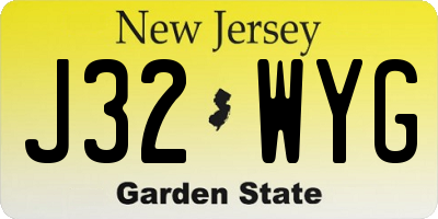 NJ license plate J32WYG