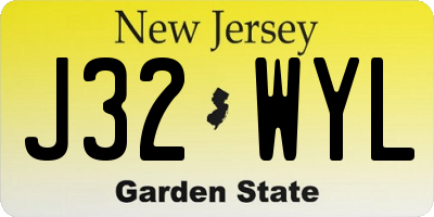 NJ license plate J32WYL