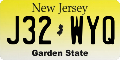 NJ license plate J32WYQ