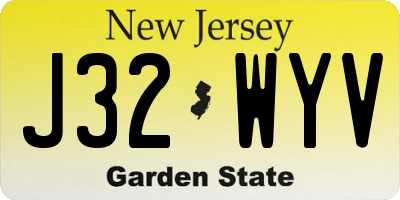 NJ license plate J32WYV