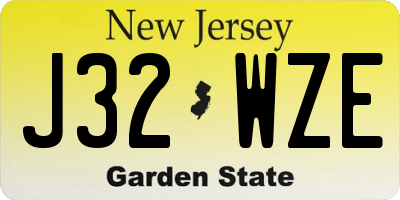 NJ license plate J32WZE
