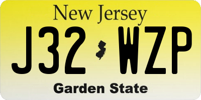 NJ license plate J32WZP
