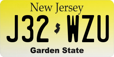 NJ license plate J32WZU