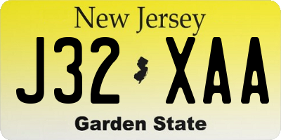 NJ license plate J32XAA