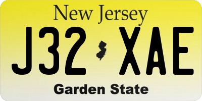 NJ license plate J32XAE