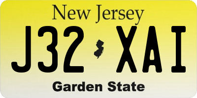 NJ license plate J32XAI