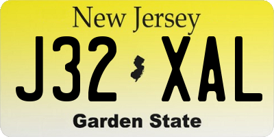 NJ license plate J32XAL