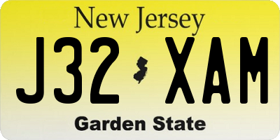 NJ license plate J32XAM