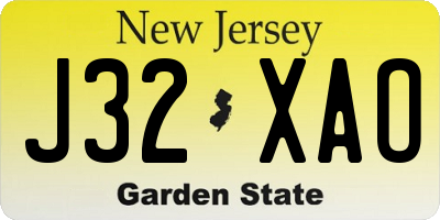 NJ license plate J32XAO