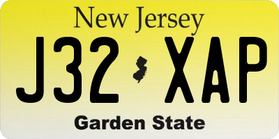 NJ license plate J32XAP