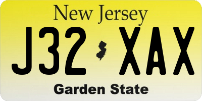 NJ license plate J32XAX