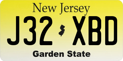 NJ license plate J32XBD