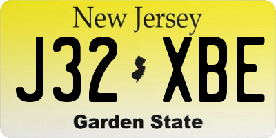 NJ license plate J32XBE