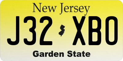 NJ license plate J32XBO