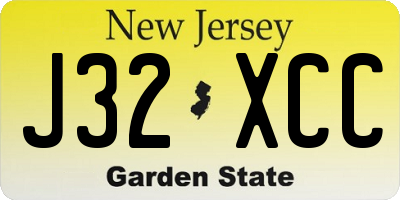 NJ license plate J32XCC
