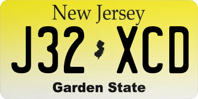 NJ license plate J32XCD