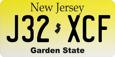NJ license plate J32XCF