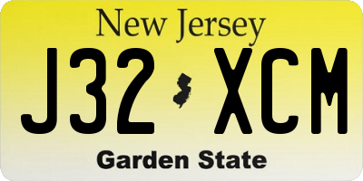 NJ license plate J32XCM