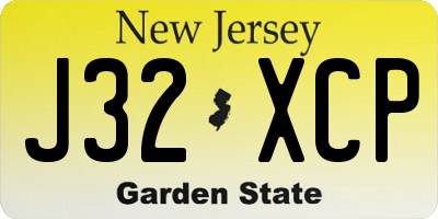 NJ license plate J32XCP