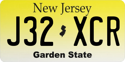 NJ license plate J32XCR