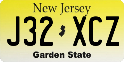 NJ license plate J32XCZ