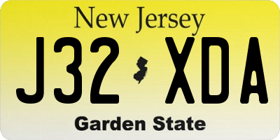 NJ license plate J32XDA
