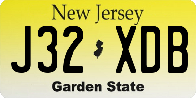 NJ license plate J32XDB