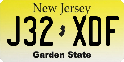 NJ license plate J32XDF