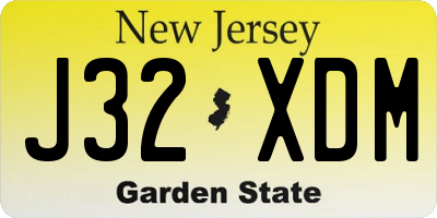 NJ license plate J32XDM