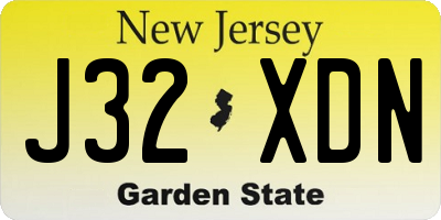 NJ license plate J32XDN