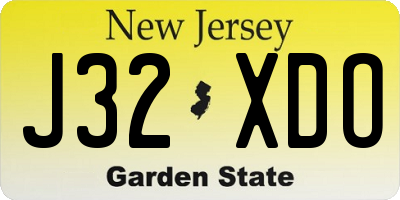 NJ license plate J32XDO