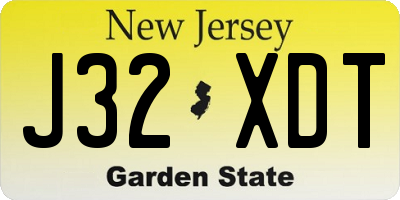 NJ license plate J32XDT