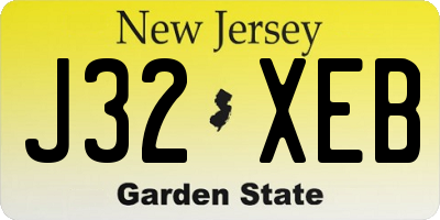 NJ license plate J32XEB