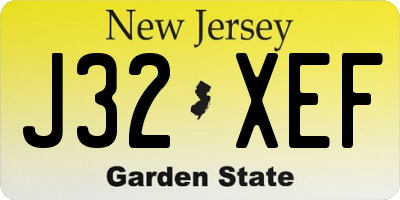 NJ license plate J32XEF