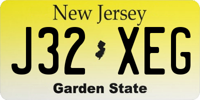 NJ license plate J32XEG