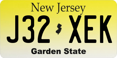 NJ license plate J32XEK