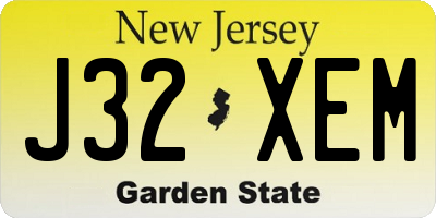 NJ license plate J32XEM