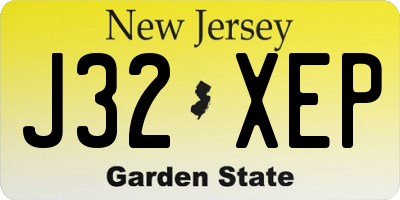 NJ license plate J32XEP