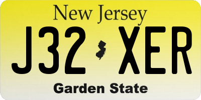 NJ license plate J32XER