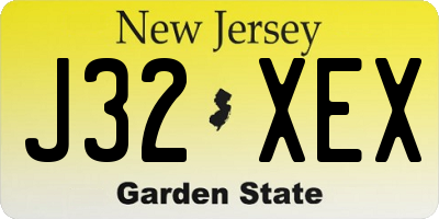 NJ license plate J32XEX