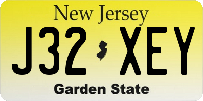 NJ license plate J32XEY