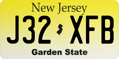 NJ license plate J32XFB