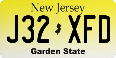 NJ license plate J32XFD
