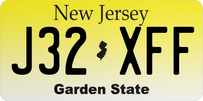 NJ license plate J32XFF