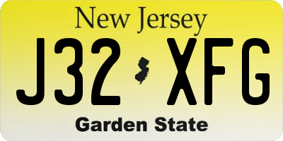 NJ license plate J32XFG