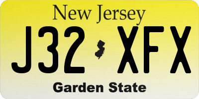 NJ license plate J32XFX