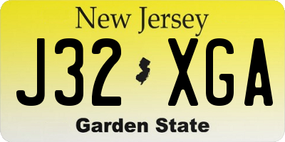 NJ license plate J32XGA