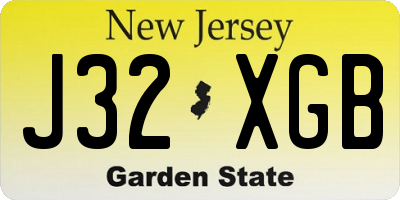 NJ license plate J32XGB